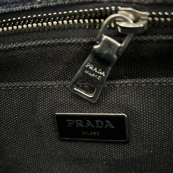 PRADA LARGE CANAPA DENIM ARMY BLUE PRINT - Picture 15 of 17
